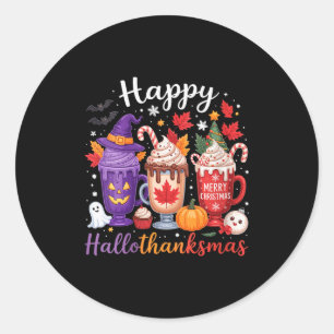Frauen Glückliches Hallothanksmas Kaffee Liebhaber Runder Aufkleber
