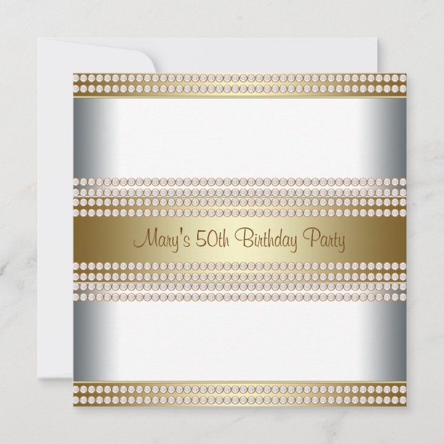 Frauen Gold 50. Geburtstagsparty Einladung (Vorderseite)