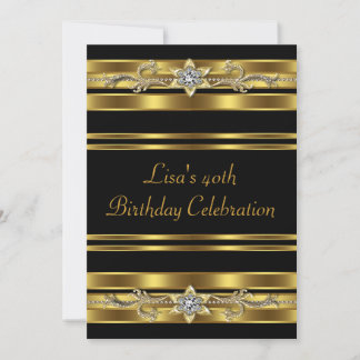 Frauen Gold Black 40. Geburtstag Party Einladung