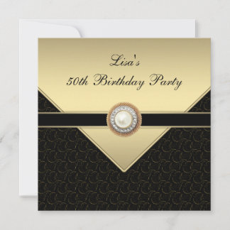 Frauen Gold Black 50. Geburtstagsparty Einladung