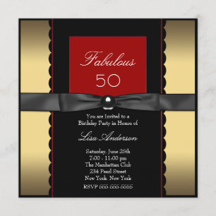 Frauen Gold Black 50. Geburtstagsparty Einladung