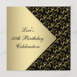 Frauen Gold Black Classy 50. Geburtstagsparty Einladung