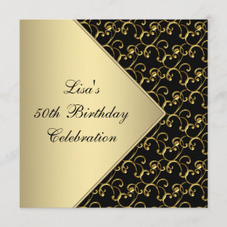 Frauen Gold Black Classy 50. Geburtstagsparty Einladung