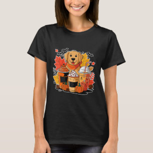 Frauen Golden Retriever Kürbis-Gewürz-Kaffee-Latte T-Shirt