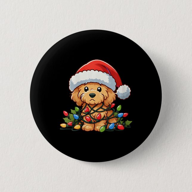 Frauen Goldendoodle Weihnachtsleuchten Dog Funny X Button (Vorderseite)
