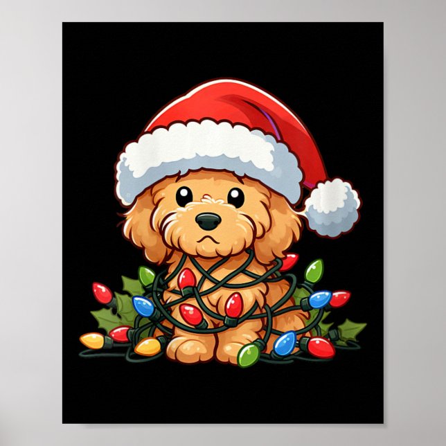 Frauen Goldendoodle Weihnachtsleuchten Dog Funny X Poster (Vorne)