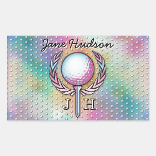 Frauen Golfer Custom Monogram Design Rechteckiger Aufkleber