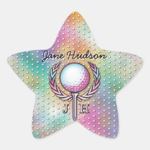 Frauen Golfer Custom Monogram Design Stern-Aufkleber