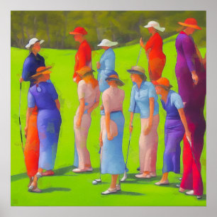 Frauen Golfer - Leinwand Printwerbung Poster