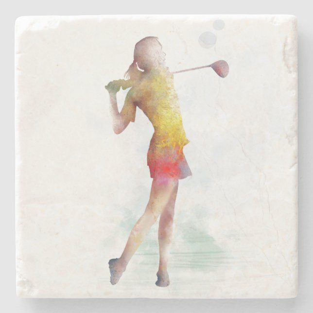 FRAUEN-GOLFSPIELER STEINUNTERSETZER (Vorderseite)