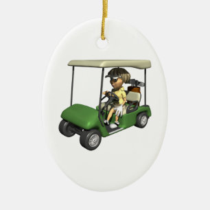 Frauen-Golfspieler-Wagen Keramikornament