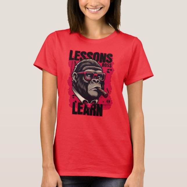 Frauen Gorilla Boss Lektionen Lernen T-Shirt  (Vorderseite)