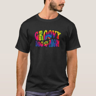 Frauen Groovy Hund Mama Vintage Gefärbte Krawatte T-Shirt