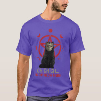 Frauen Gruselige Katze Pentagramm Horror Halloween T-Shirt