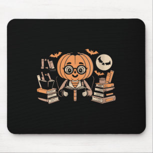 Frauen Gruseliger Mond Kürbis Bibliothekarin Lesem Mousepad