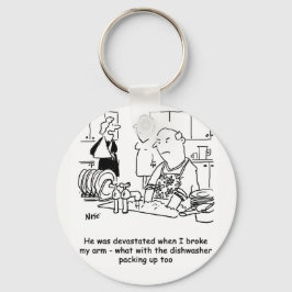 Frauen haben einen gebrochenen Arm, sodass der Men Schlüsselanhänger