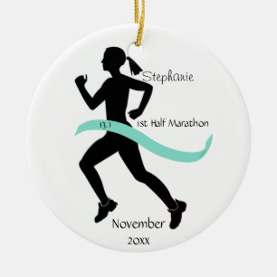 Frauen-halbe Marathon-Läufer-Verzierung aquamarin Keramik Ornament