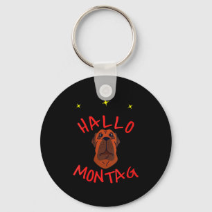 Frauen Hallo Montag Lettering Mit Hund Und Sternen Schlüsselanhänger