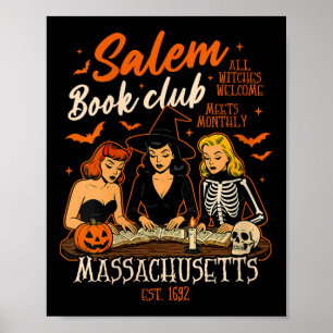 Frauen Halloween Book Reading Hexe Salem Book Clu Poster