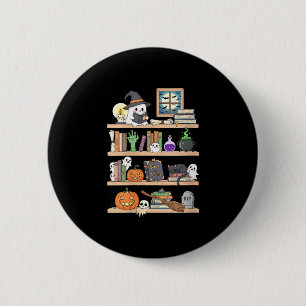 Frauen Halloween-Bücher Geist Button