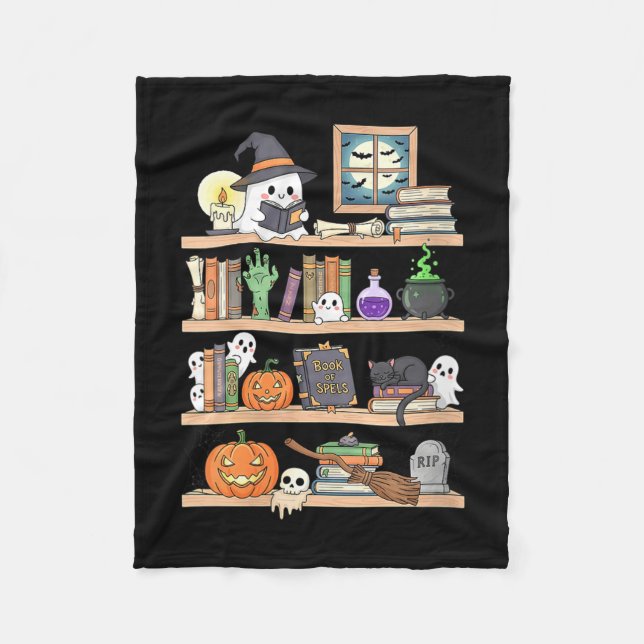 Frauen Halloween-Bücher Geist  Fleecedecke (Vorderseite)