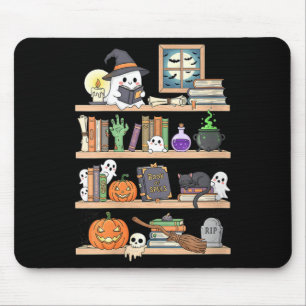 Frauen Halloween Bücher Geist Mousepad