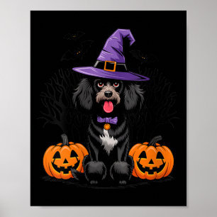 Frauen Halloween Hexen-Schwarzer Standard Pudel Hu Poster