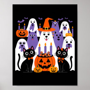 Frauen Halloween-Hund als Geist verkleidet Lustig Poster