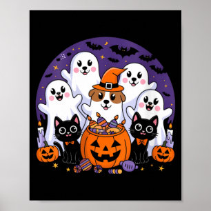 Frauen Halloween Hund Geist Halloween Hund Lustig Poster