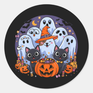Frauen Halloween Hund Geist Lustiger Halloween Hun Runder Aufkleber