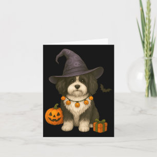 Frauen Halloween Schwarz-Weiß Havanese Hund Karte