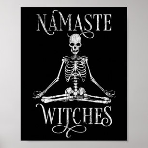 Frauen Halloween Yoga Skelett Namaste mit Vintagel Poster
