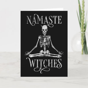 Frauen Halloween Yoga Skelett Namaste zerrissen Karte