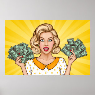 Frauen halten Geld Poster