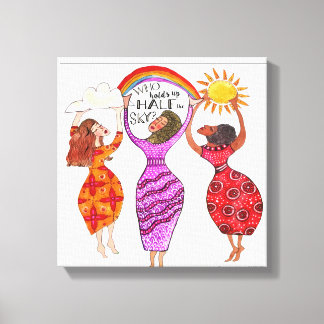 Frauen halten halb Luft Leinwanddruck