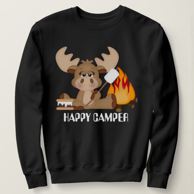 Frauen Happy Camper Moose Sweatshirt (Design vorne)