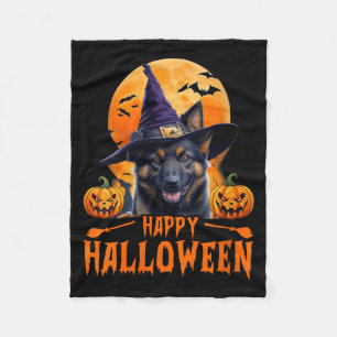 Frauen Happy Halloween Hund 1 Fleecedecke