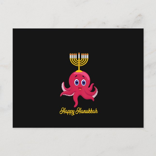 Frauen Happy Hanukkah Menorah Octopus Lover Funny Postkarte (Vorderseite)