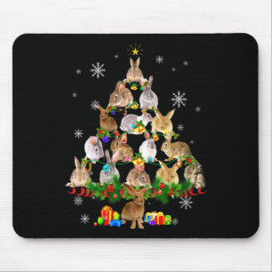 Frauen Hasen Weihnachtsbaum Schnee Lustiger Hase X Mousepad