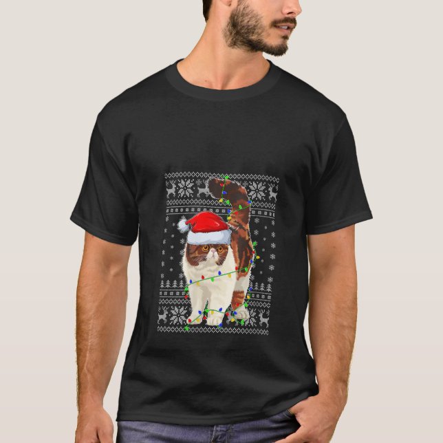 Frauen hässlich Sweater Xmas Lights Weihnachtsmann T-Shirt (Vorderseite)