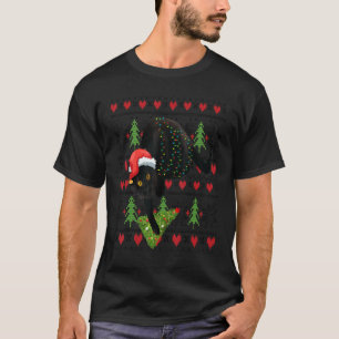 Frauen hässlicher Weihnachten schwarze Katze Xmas T-Shirt
