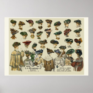 Frauen Hats 1905 Boston Poster