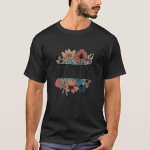 Frauen Hauptunterricht in der Retro-Blume 1 T-Shirt