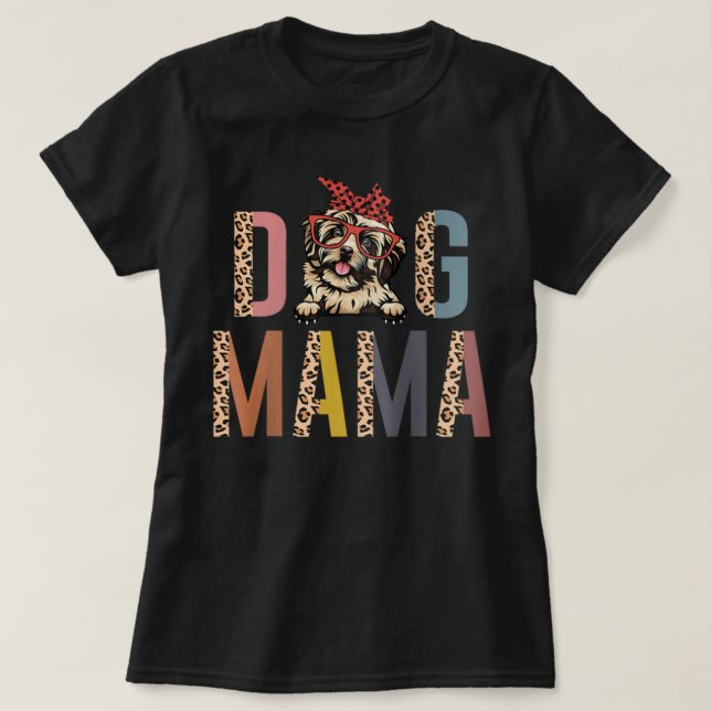 Frauen Havanese Mama Leopard Print Dog Lover Dog T-Shirt (Design vorne)