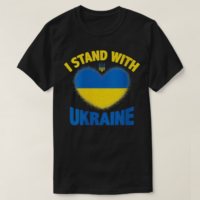 Frauen Herz ukrainische Flagge Ich stehe mit der U T-Shirt (Design vorne)