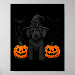 Frauen Hexenhaft schwarzer Labradoodle-Hund Hallow Poster