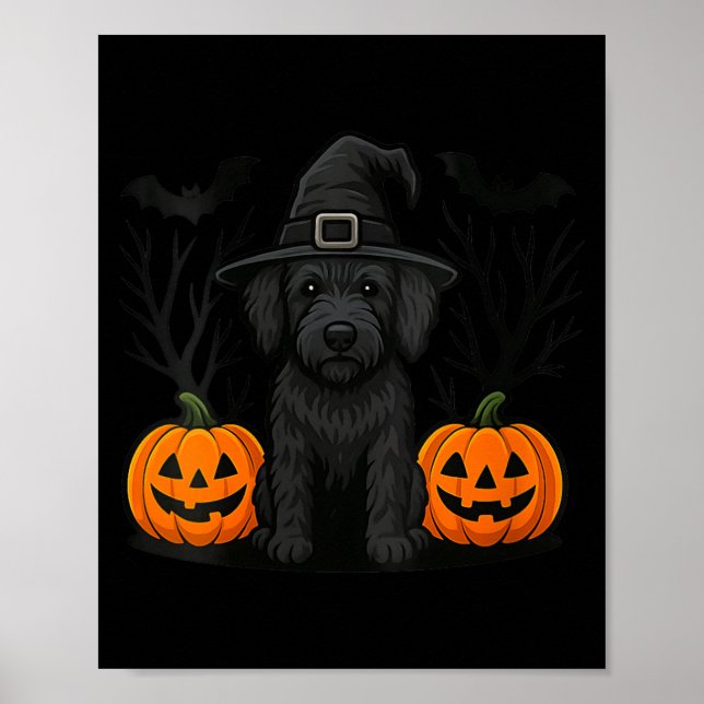 Frauen Hexenhaft schwarzer Labradoodle-Hund Hallow Poster (Vorne)