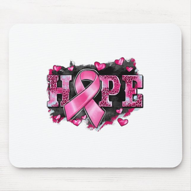 Frauen Hoffnung Leopard Print Breast Cancer Awaren Mousepad (Vorne)
