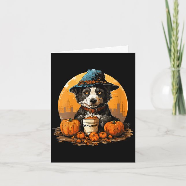 Frauen Hund Halloween  Karte (Vorderseite)