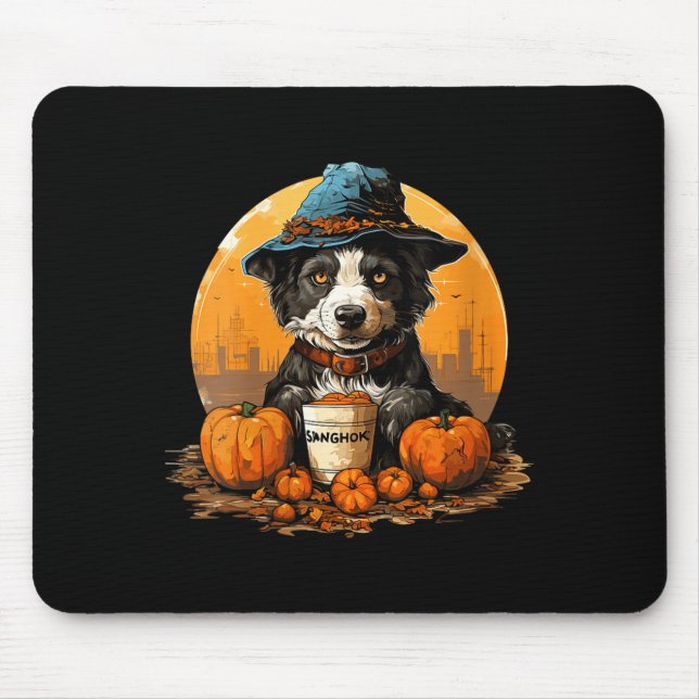 Frauen Hund Halloween  Mousepad (Vorne)